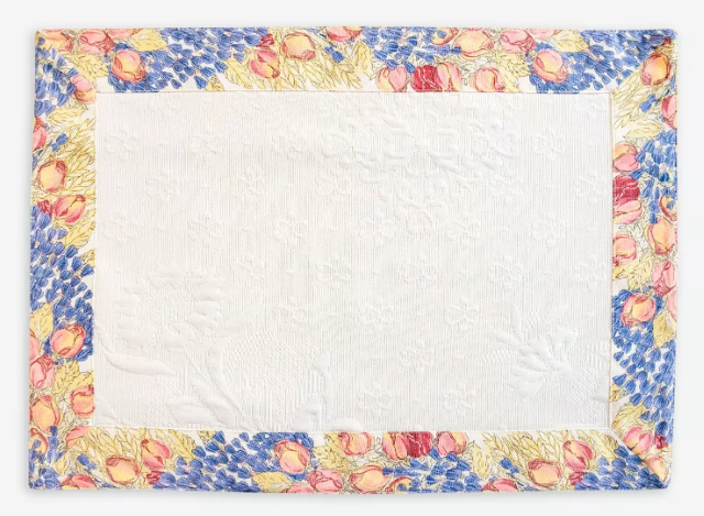 Provence Jacquard tea mat (Lavender & roses raw - Delft white) - Click Image to Close
